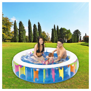 Trade Shop - Piscina Rotonda Gigante Motivo Arcobaleno Multicolore 190 X 50 Cm Gonfiabile 016091 -