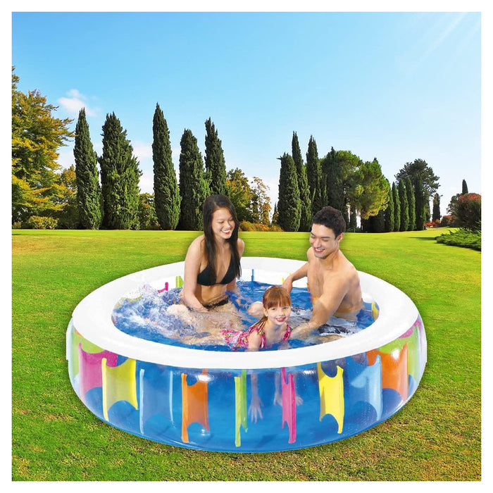 Trade Shop - Piscina Rotonda Gigante Motivo Arcobaleno Multicolore 190 X 50 Cm Gonfiabile 016091 -