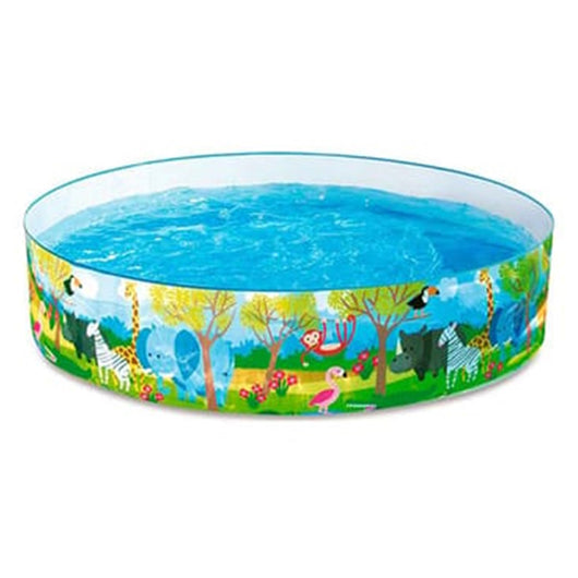 Trade Shop - Piscina Rotonda Gonfiabile 183x38 Cm Decorazione Safari Bambini Giardino Estate -