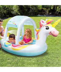 Piscina Spruzzo Baldacchino Forma Unicorno Gonfiabile 254x132x109cm Bambini 58435         