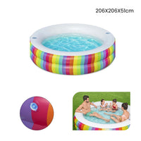 Trade Shop - Piscina Tonda Gonfiabile Family Stampa Arcobaleno 206x206x51cm Con 2 Portabicchieri 54443 -