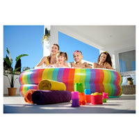 Trade Shop - Piscina Tonda Gonfiabile Family Stampa Arcobaleno 206x206x51cm Con 2 Portabicchieri 54443 -