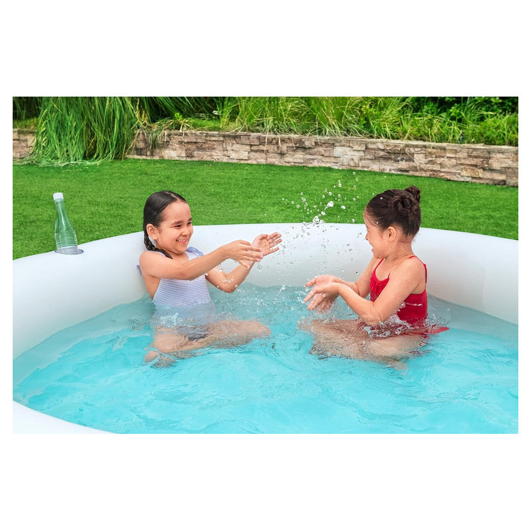 Trade Shop - Piscina Tonda Gonfiabile Family Stampa Arcobaleno 206x206x51cm Con 2 Portabicchieri 54443 -