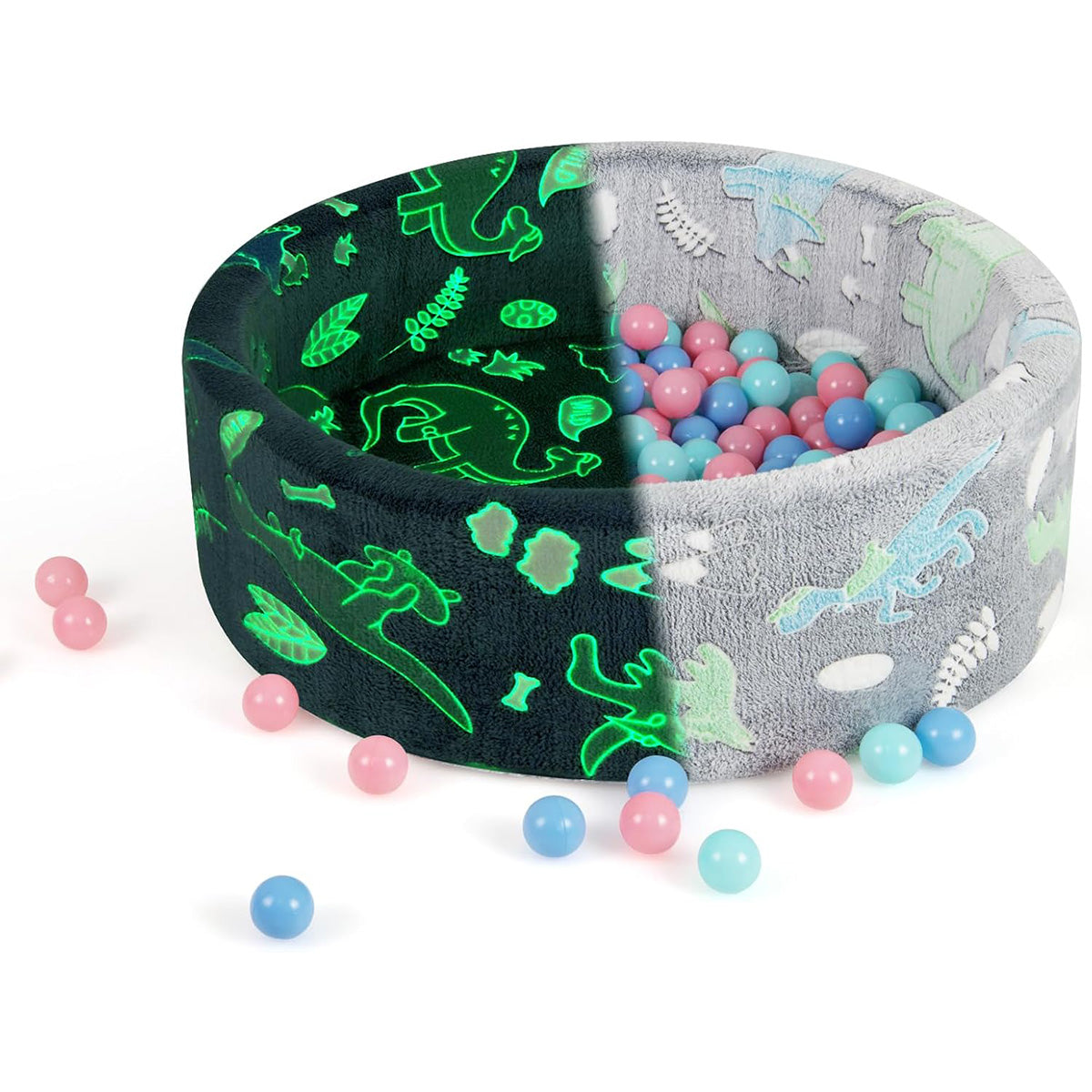 Piscina  con 200 palline colorate e schiuma morbida per bambini, Piscina tonda per gioco interno ed esterno Grigio-Giocattoli educativi