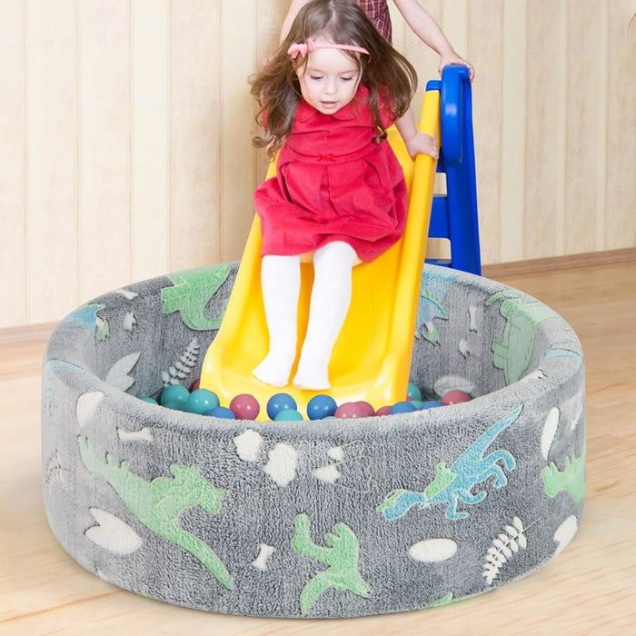 Piscina  con 200 palline colorate e schiuma morbida per bambini, Piscina tonda per gioco interno ed esterno Grigio-Giocattoli educativi