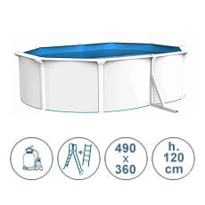 Piscina fuori terra in acciaio ACQUAMARINA bianca 490x360x120 cm