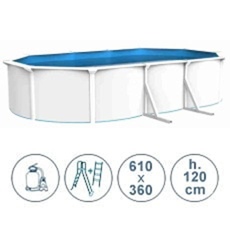 Piscina fuori terra in acciaio ACQUAMARINA bianca 610x360x120cm