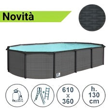 Piscina fuori terra in acciaio GREY POOL 610x360x130 cm