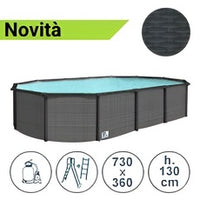 Piscina fuori terra in acciaio GREY POOL 730x360x130 cm