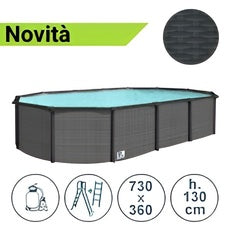 Piscina fuori terra in acciaio GREY POOL 730x360x130 cm