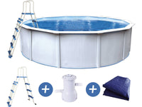 Piscina in acciaio "Punta cana" rotonda effetto bianco - Ø 4,60 x 1,20 m