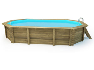 Piscina in legno " Brazilia " 5,86 x 3,86 x 1,20 m - Copertura a bolle 180 µ - Copertura invernale 280 g/m².