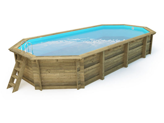 Piscina Di Legno " Sevilla " -  8.57 x 4.57 x 1.45 m + Telo di coperture a bolle d'aria da 180 µ + telo invernale da 280 gr/m²
