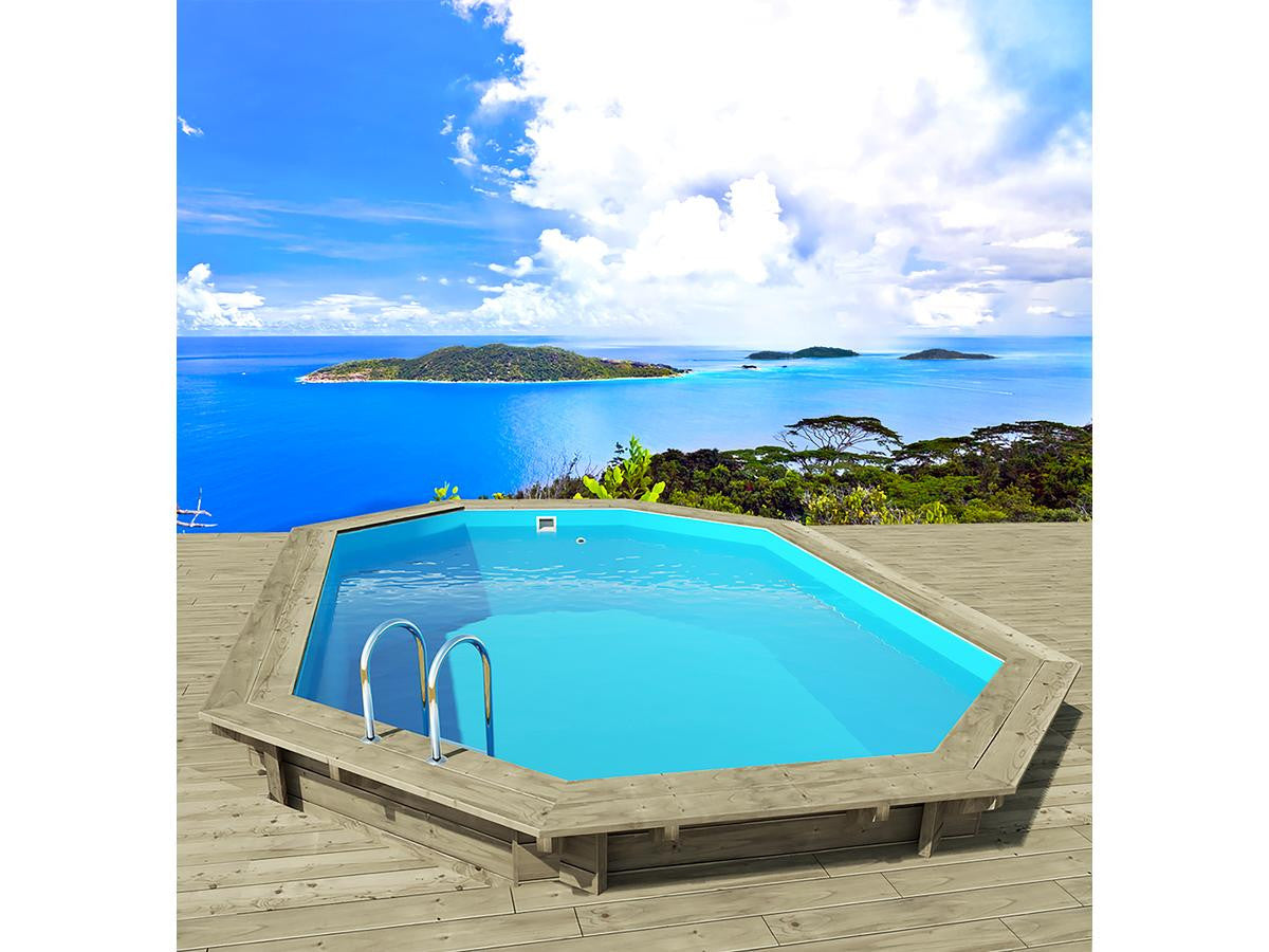 Piscina in legno " Havana " 7,57 x 4,07 x 1,44 m + Pompa di calore 6,1 kW