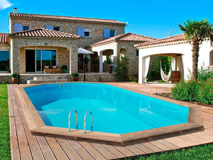 Piscina in legno " Palma " - 7,57 x 4,07 x 1,31 m + Pompa di calore 6,1 kW