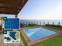 Piscina rettangolare in legno "Caimans" - 4,10 x 3,00 x 1,24 m + copertura a bolle 180 µ - copertura invernale 280 g/m