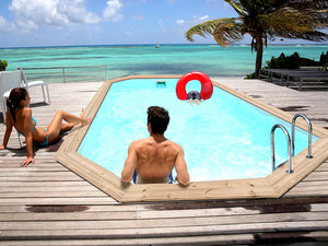 Piscina in legno "Cordoba" - 3,48 x 2,15 x 1,18 m + mini pompa di calore 3,5kW - Metallo - Grigio