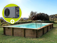 Kit piscina in legno "Tampa" - 7,20 x 4,20 x 1,44 + Pompa di calore - Potenza 6,1 kW