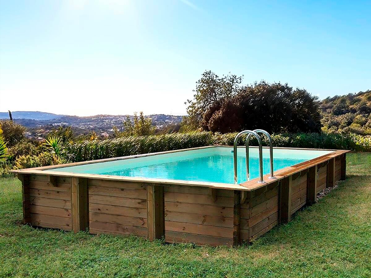 Kit piscina in legno "Tampa" - 7,20 x 4,20 x 1,44 + Pompa di calore - Potenza 6,1 kW
