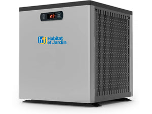 Piscina rettangolare in legno "Caimans" - 4,10 x 3,00 x 1,24 m + Mini pompa di calore 3,5kW - Metallo - Grigia