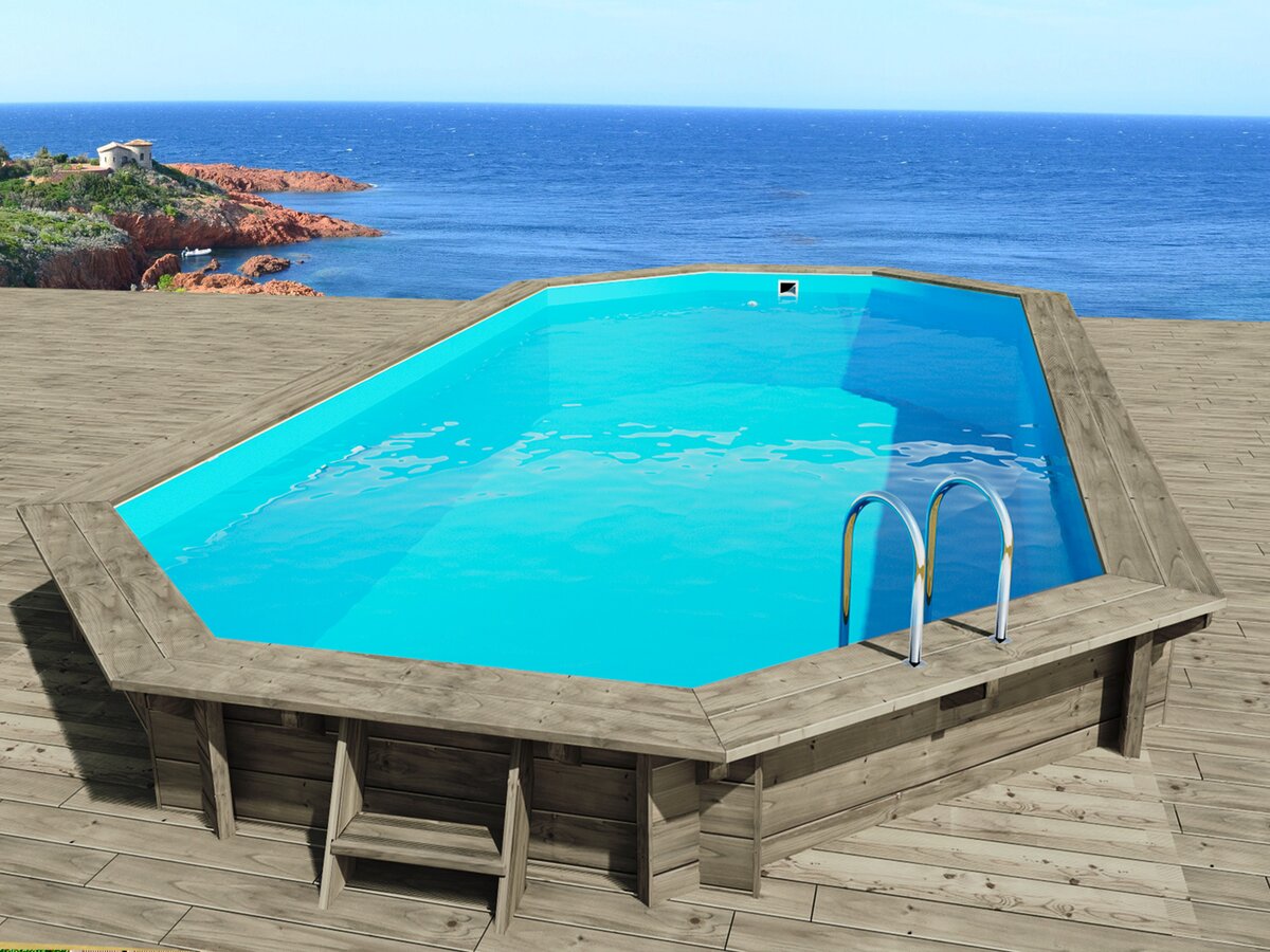 Piscina in legno " Sevilla " - 8,57 x 4,57 x 1,45 m + Pompa di calore - Potenza 6,1 kW