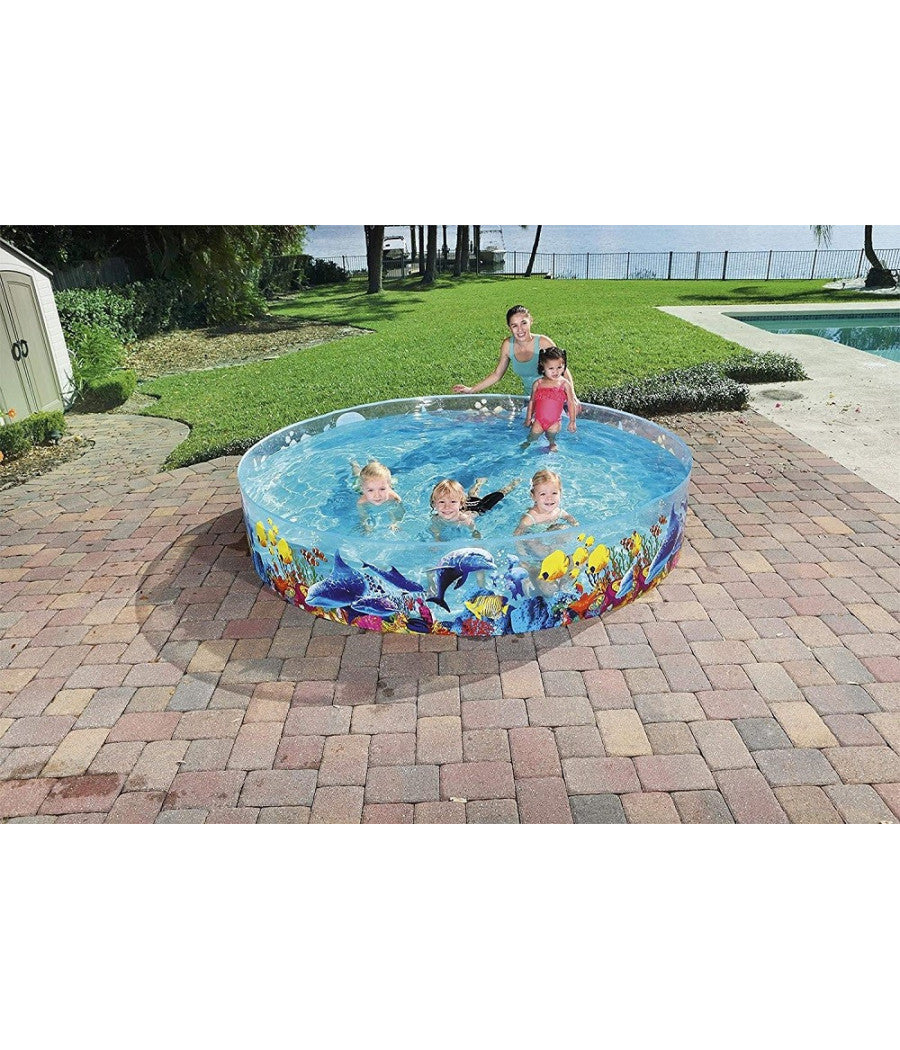 Piscinetta Piscina Rigida Pvc Per Bambini 3 Anni+ Fantasia Marina 244x46cm 55031         