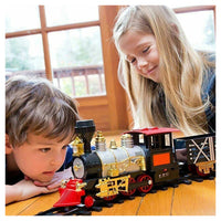 Trade Shop - Pista Trenino Giocattolo Bambini Treno Locomotiva Con Fumo Luce Suoni E 3 Vagoni -