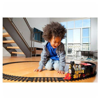 Trade Shop - Pista Trenino Giocattolo Bambini Treno Locomotiva Con Fumo Luce Suoni E 3 Vagoni -