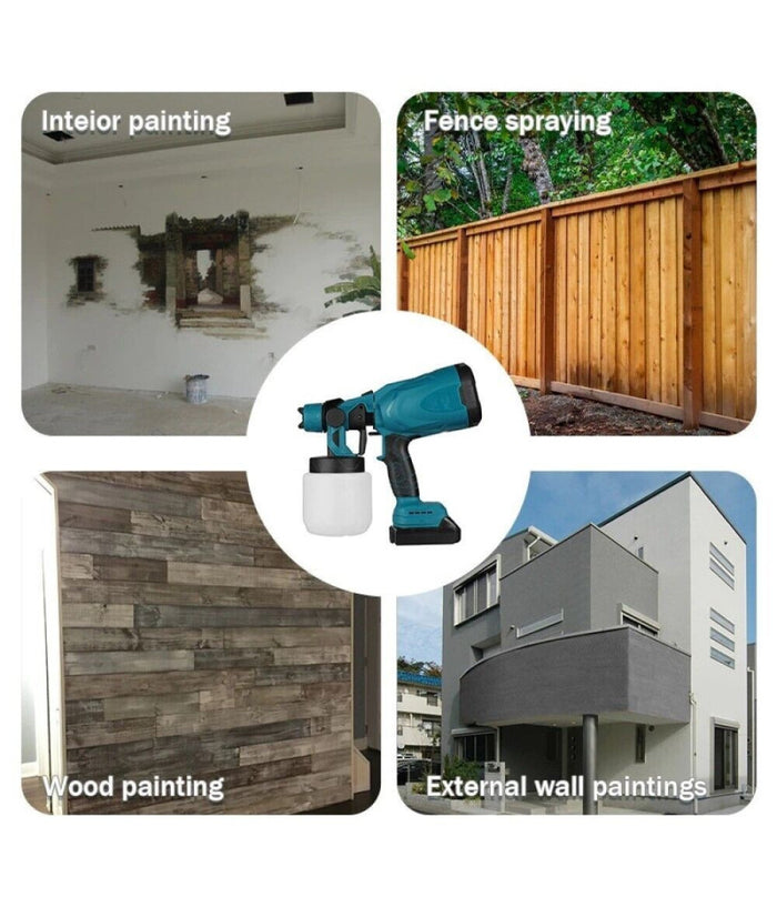 Pistola A Spruzzo Elettrica A Batteria Vernice 800 Ml A Doppia Batteria 18 V         