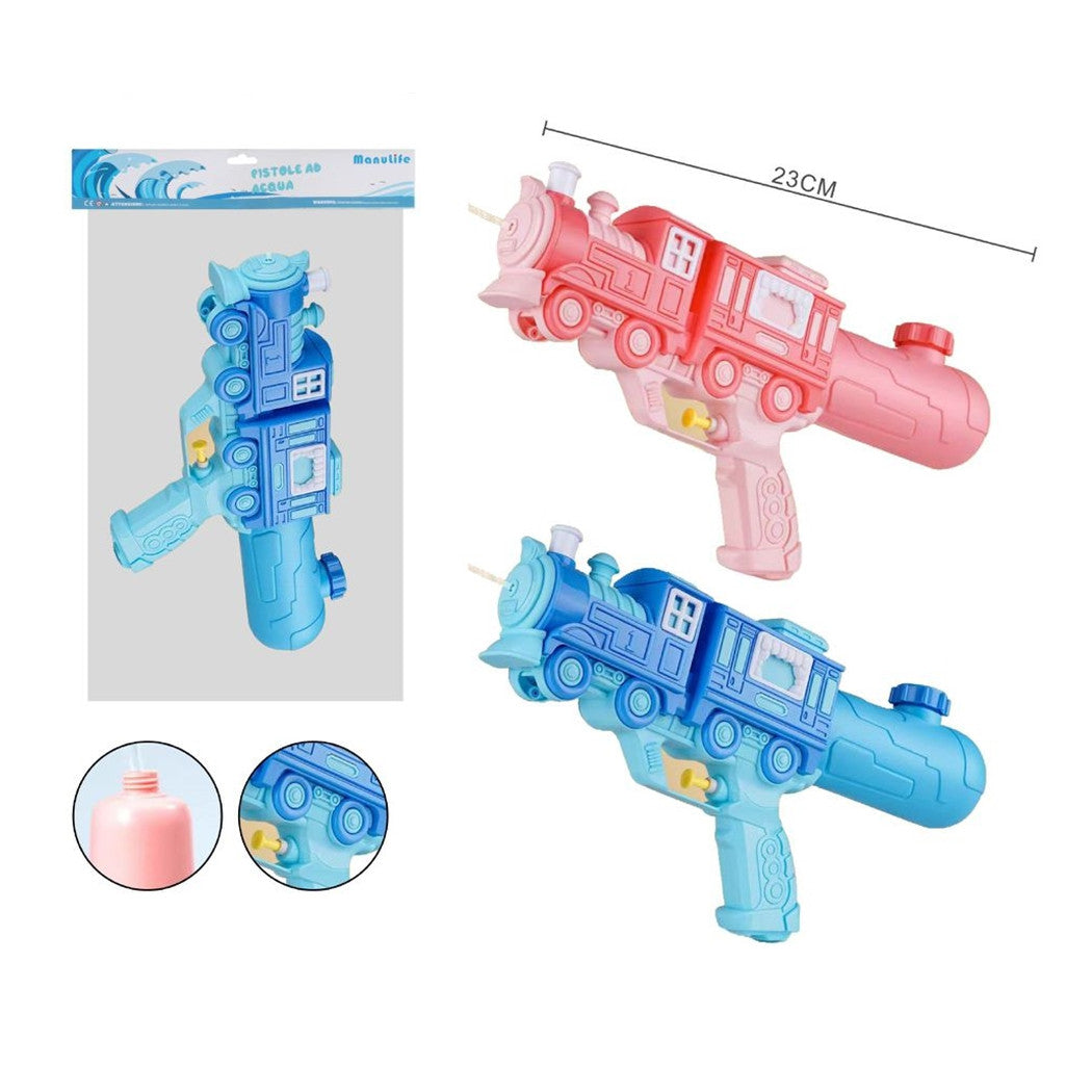 Trade Shop - Pistola Ad Acqua 5183 Design Locomotiva Con Vagone Per Bambini Gioco Estivo 23 Cm 618553 -
