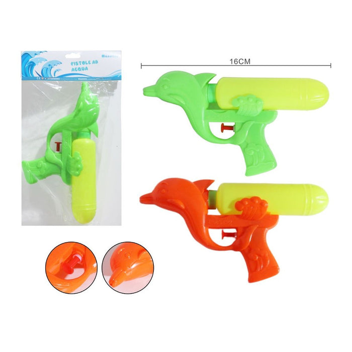 Trade Shop - Pistola Ad Acqua A Forma Di Delfino In Plastica Giocattolo Estivo Per Bambini 16cm 618556 -