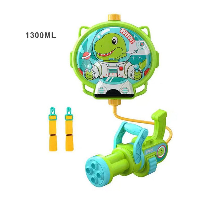 Trade Shop - Pistola Ad Acqua Con Zaino Dinosauro Gioco Per Bambini Spiaggia Estate 1300ml 618549 -