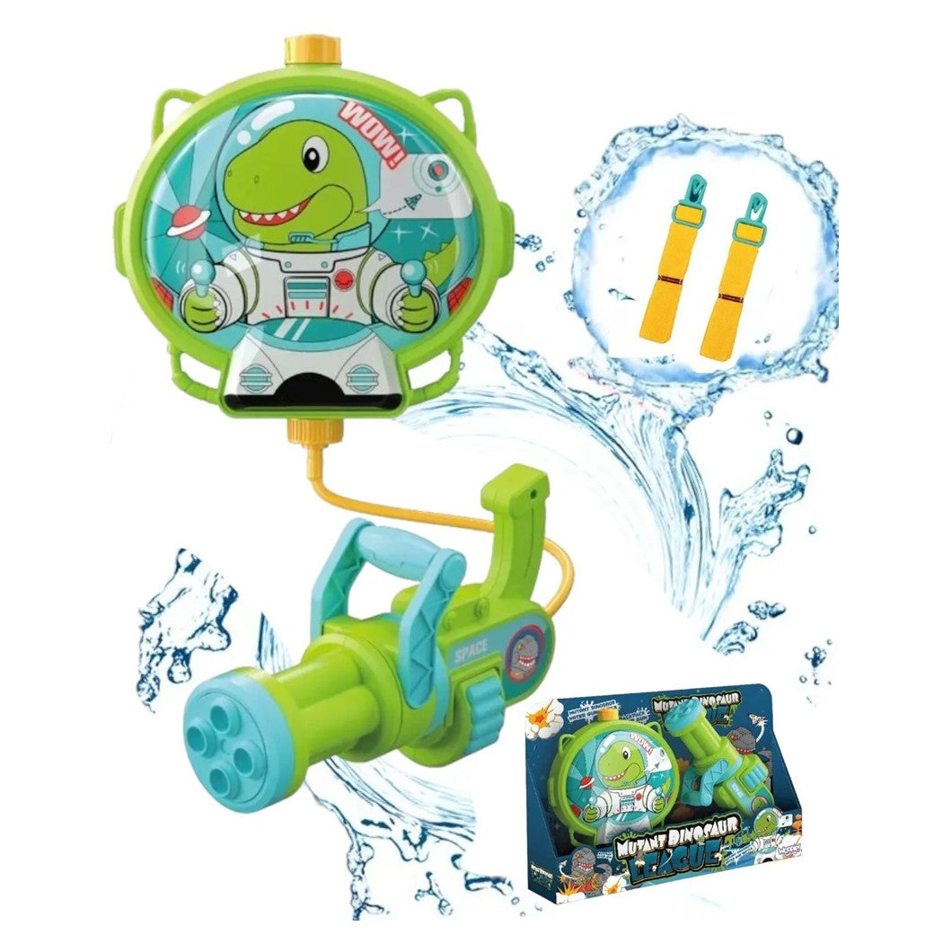 Trade Shop - Pistola Ad Acqua Con Zaino Dinosauro Gioco Per Bambini Spiaggia Estate 1300ml 618549 -