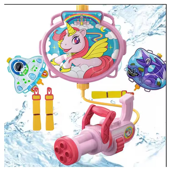 Trade Shop - Pistola Ad Acqua Con Zaino Giocattolo Per Bambini Unicorno Spiaggia Estate 1300ml 618547 -
