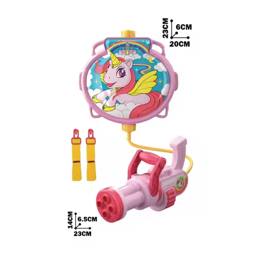 Trade Shop - Pistola Ad Acqua Con Zaino Giocattolo Per Bambini Unicorno Spiaggia Estate 1300ml 618547 -