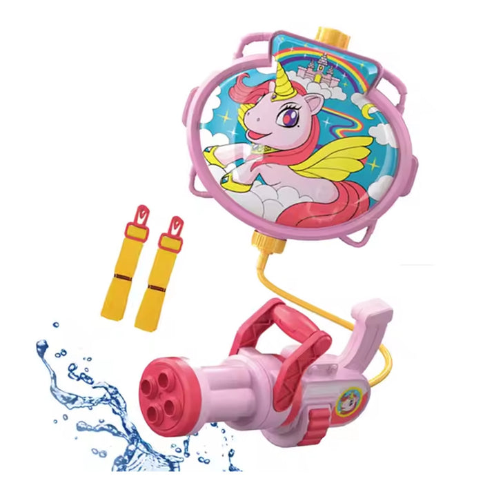 Trade Shop - Pistola Ad Acqua Con Zaino Giocattolo Per Bambini Unicorno Spiaggia Estate 1300ml 618547 -