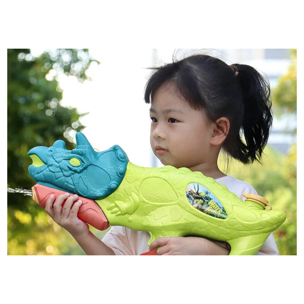 Trade Shop - Pistola Ad Acqua Per Bambini A Forma Di Dinosauro Triceratopo 28.5cm Gioco Estivo 618571 -