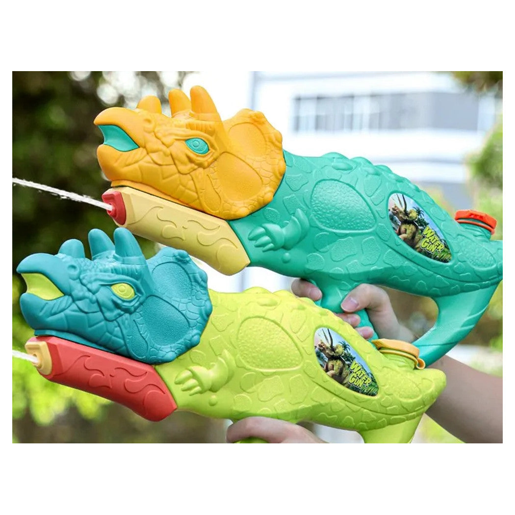 Trade Shop - Pistola Ad Acqua Per Bambini A Forma Di Dinosauro Triceratopo 28.5cm Gioco Estivo 618571 -
