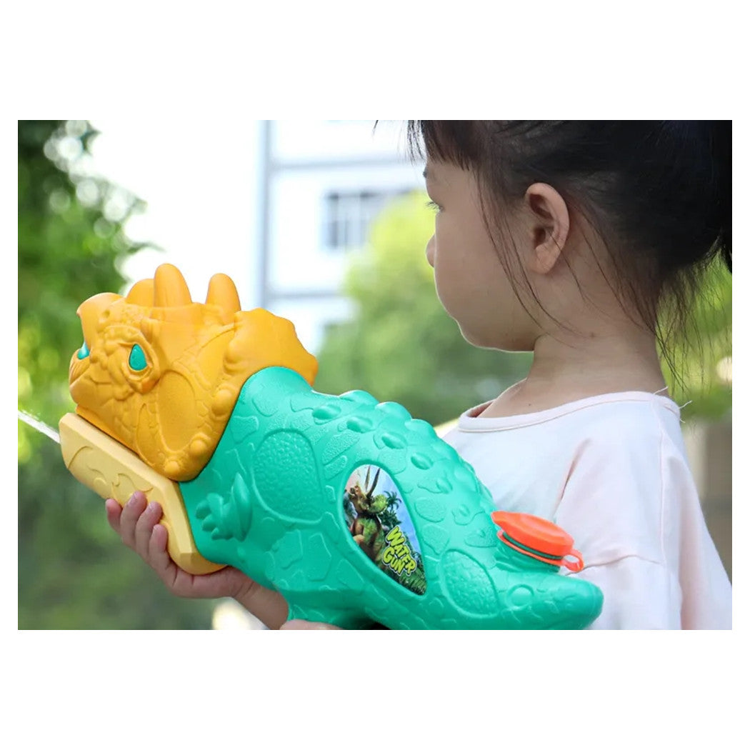 Trade Shop - Pistola Ad Acqua Per Bambini A Forma Di Dinosauro Triceratopo 28.5cm Gioco Estivo 618571 -
