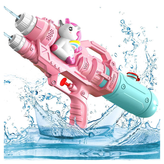Trade Shop - Pistola Ad Acqua Per Bambini A Forma Di Unicorno Giocattolo A Doppio Spruzzo 21cm 618559 -