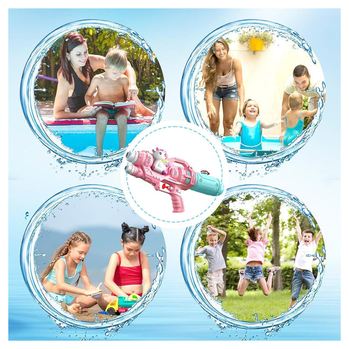 Trade Shop - Pistola Ad Acqua Per Bambini A Forma Di Unicorno Giocattolo A Doppio Spruzzo 21cm 618559 -