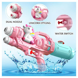 Trade Shop - Pistola Ad Acqua Per Bambini A Forma Di Unicorno Giocattolo A Doppio Spruzzo 21cm 618559 -