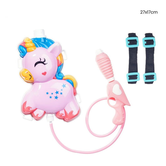 Trade Shop - Pistola Ad Acqua Zainetto A Forma Di Unicorno 27x17cm Giocattolo Estate Bambine 618546 -