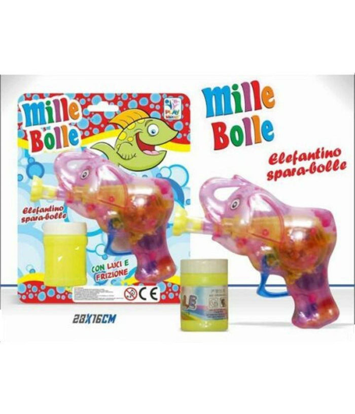Pistola Bolle Di Sapone Elefantino Giocattolo Gioco Bambini Sparabolle + Flacone         