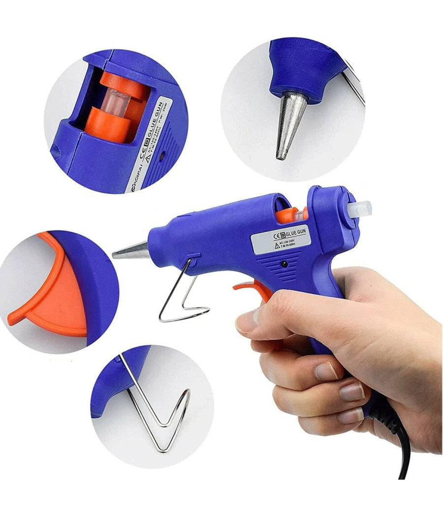 Pistola Colla A Caldo Incollatrice Elettrica 60w Con 5 Stick Termocollante Prof         