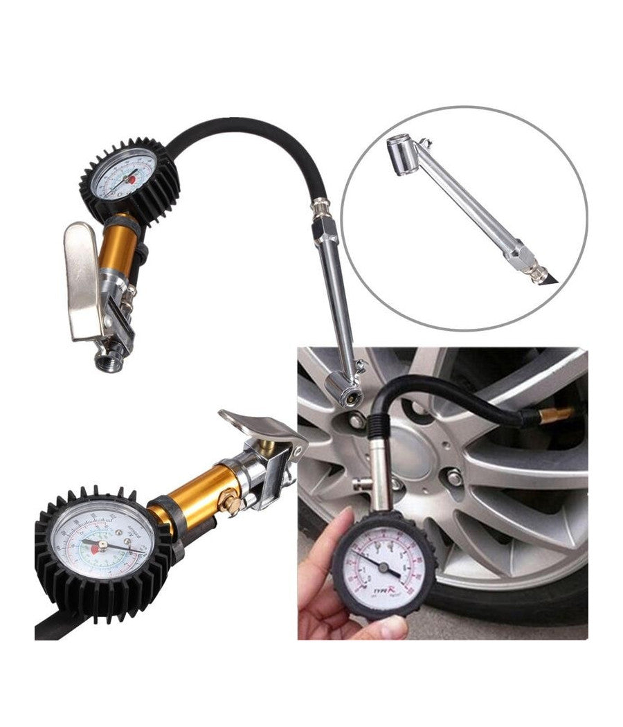 Pistola Manometro Gonfiaggio Sconfiaggio Ruote Auto Compressori Attacco 1/4"         