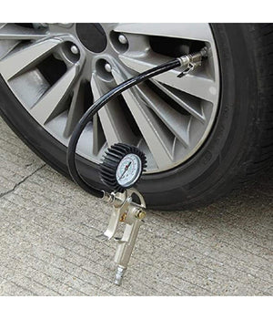 Pistola Manometro Per Gonfiaggio Misura Pressione Gomme Auto Moto Bici Psi/bar Tubo 30cm         