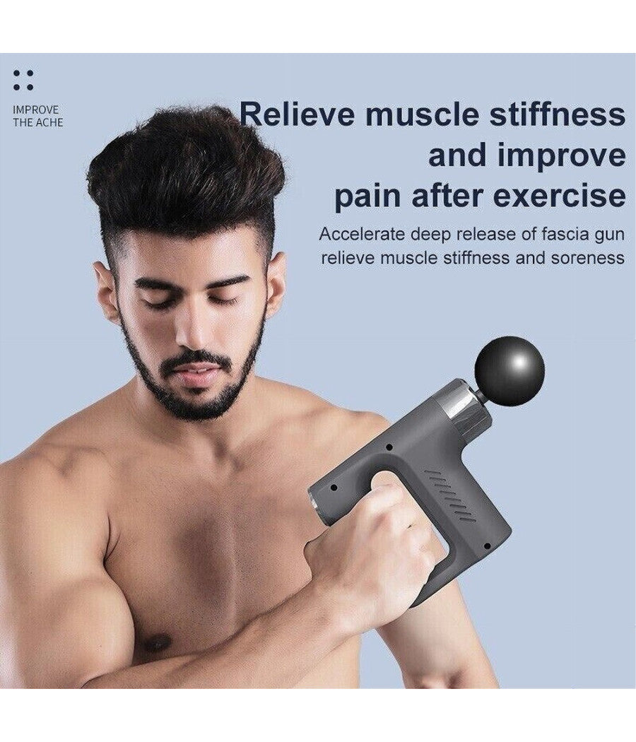 Pistola Massaggiante Professionale 4 Testine 5 Velocità  Fascial Gun Ricaricabile         