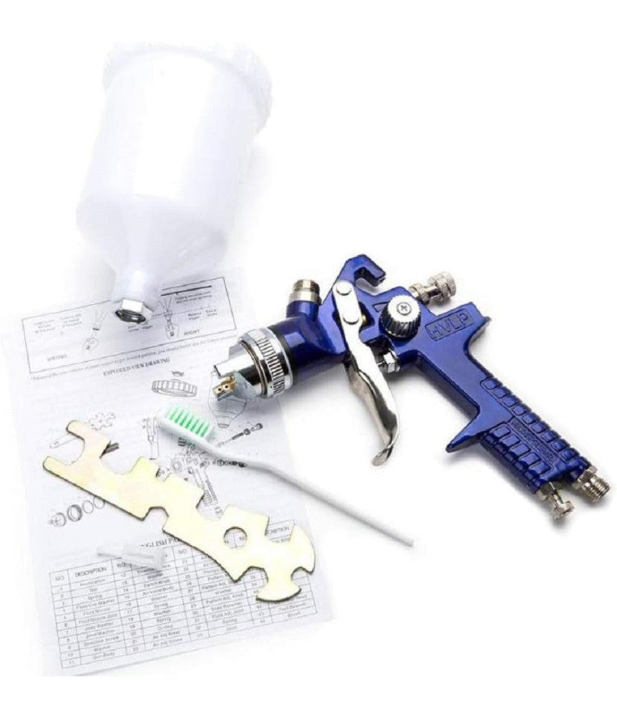 Pistola Per Verniciare A Spruzzo Hvlp Aerografo Con Ugello Da 1,4mm Coppa 600cc         