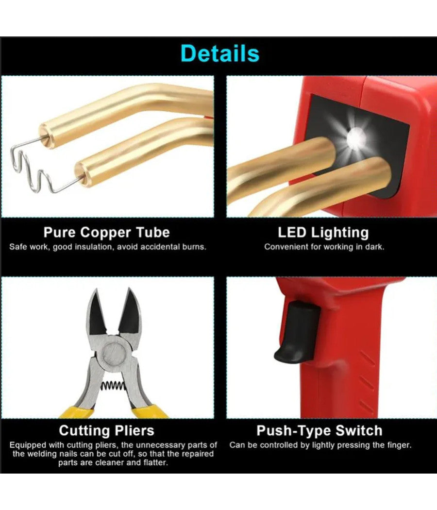 Pistola Saldatore Saldatrice Per Plastiche Auto Paraurti 50w Con Kit Riparazione         